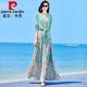 皮爾卡丹（pierre cardin）2023夏季新款時(shí)尚雪紡兩件套套裝女收腰顯瘦印花連衣裙長(cháng)款減齡套 圖片色 2XL