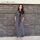 TOMMY HILFIGER【顯瘦百搭】夏季女休閑條紋收腰開叉POLO長裙連衣裙02497 黑白條紋0AY M