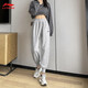 李寧（LI-NING） 運(yùn)動(dòng)褲女春秋季加絨保暖束腳褲寬松休閑長(zhǎng)褲小腳收口衛(wèi)褲 灰色 L/170 (115-125斤)