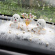 長(cháng)存（CHAnGCUn）泰迪汽車(chē)擺件中控臺裝飾品鑲鉆搖頭狗狗車(chē)載女神款高檔車(chē)內飾用品 泰迪白【2只】+滿(mǎn)天星+方形珠墊