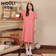米度麗孕婦連衣裙夏季時(shí)尚上衣春秋款短袖T恤裙子夏天孕婦裝夏裝70120 玫紅色 XL（建議130-160斤左右）