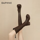 達(dá)芙妮（DAPHNE）厚底靴子女長(zhǎng)筒靴2025新款秋冬季復(fù)古百搭高跟增高抗寒學(xué)生瘦瘦靴 棕色 36