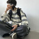 魯雅爾 日系條紋長袖T恤男復(fù)古高街潮牌圓領(lǐng)衛(wèi)衣男潮流寬松休閑內(nèi)搭上衣 藍(lán)色 XL
