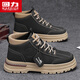 回力男鞋秋冬季馬丁靴男高幫復古休閑鞋百搭工裝靴 黑色 42