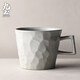 九土日式粗陶咖啡杯復古馬克杯原創(chuàng  )設計陶瓷簡(jiǎn)約家用手工切面窯變水杯 簡(jiǎn)約白(可定制寫(xiě)字)