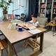 閩揚(yáng)客廳實(shí)木大書桌餐桌工作臺(tái)家用長(zhǎng)方形學(xué)習(xí)桌子原木親子閱讀桌超大 單桌：長(zhǎng)140*寬75*高75