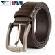 七匹狼皮帶男士休閑真牛皮牛仔褲腰帶  牛皮針扣男士皮帶 啡色寬3.9CM