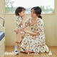 阿米拉（AMILA）啊咪啦兒童親子裝夏季新品女童連衣裙男童套裝成人媽媽連衣裙 男童-米杏色 90cm