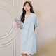 米度麗哺乳睡裙夏季薄款孕婦睡衣夏天產(chǎn)后喂奶家居裙子月子服夏裝 淺藍 XL（建議130-160斤左右）