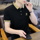 TLME & MINE輕奢高端品牌 POLO衫短袖夏季精品舒適修身帥氣休閑翻領(lǐng)刺繡衫潮 7313黑色 L 建議105/110斤左右