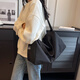 犀利小姐（XILIMISS）潮牌斜挎包女大容量帆布包學(xué)生上課休閑純色腋下百搭單肩托特包夏 黑色