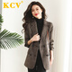 KCV格子西裝毛呢外套女春秋新款小香風雙面呢大衣0羊絨 千鳥格 M