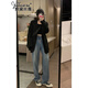 雅黛絲薇  西裝外套女2022年新款秋季女裝韓版時(shí)尚小個(gè)子寬松顯瘦休閑設(shè)計(jì)感小眾西服上衣春秋 黑色 L