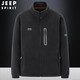 吉普（JEEP）抓絨衣男夾克戶外加絨加厚衛(wèi)衣?lián)u粒絨內(nèi)膽秋冬季保暖開衫外套冬裝 JP-8918 黑色【常規(guī)款】 M（尺碼偏大115-130斤）