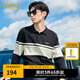 卡賓（CABBEEN）【條紋提花】男裝翻領(lǐng)針織衫2024秋冬新款毛衣舒適潮流街頭 煤黑色01 L /175/50