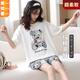 美如春睡衣女士短袖夏季薄款可愛(ài)卡通100%純棉夏天全棉家居服可外穿套裝 ayx2322 XL 女158-172cm,115-130斤