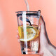 盛櫻 玻璃吸管杯 牛奶杯 吸管水杯少女可愛刻度杯吸管玻璃杯子 咖啡杯 鯨魚(配玻璃吸管)450ml1只