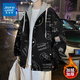 真維斯（Jeanswest）連帽外套男秋冬季加絨加厚潮牌學(xué)生夾克衫運動(dòng)沖鋒上衣服男裝 JYD 8911黑色【加絨款】 3XL 【建議160-180斤】