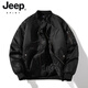 JEEP SPIRIT美式飛行員夾克外套冬季男加棉美式棒球服春秋休閑飛行棉服SPIRIT 黑色 冬季棉衣 加厚 3XL 155~170斤