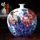 loyo 景德鎮(zhèn)陶瓷器名家手繪青花瓷石榴花瓶插花藝新中式古典家居客廳收藏裝飾品電視柜擺件酒柜工藝品 黃小玲紅色花開富貴石榴瓶+名家手繪+收藏證書