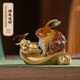 朱炳仁銅 福兔送財(cái) 創(chuàng)意銅雕客廳書房玄關(guān)辦公室桌面生肖萌兔擺件禮品 福兔送財(cái)