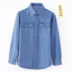 工裝襯衫男男牛仔長(cháng)袖襯衫秋季中年男寬松休閑大碼襯衣男士上班工作服上衣 淺藍 XL