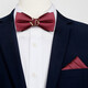 IFSONG美宋領(lǐng)結婚禮男結婚新郎伴郎純色男士高端西裝襯衫配飾雙層蝴蝶結禮盒裝 酒紅色連理枝+口袋巾