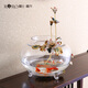 羅比羅丹 居家玻璃魚(yú)缸小型水族箱金魚(yú)缸辦公室創(chuàng)意擺件 琺瑯彩客廳裝飾品