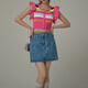 CHUU小櫻桃高腰牛仔半身裙女2025夏季新款韓版小個子系帶a字裙子 牛仔藍(lán) M