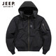 JEEP SPIRIT棉服男士新款棉衣外套冬季加厚款連帽保暖寬松飛行員工裝棉襖男 黑色 L