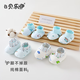 貝樂咿嬰兒衣服護(hù)腳套鞋襪純棉新生兒腳套寶寶保暖新生兒全棉秋冬0-3月 4雙裝-天空藍(lán)（9*7cm圖案隨機）