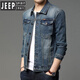 JEEP SPIRIT2023秋季新款牛仔外套男翻領韓版潮牌水洗工裝夾克氣質(zhì)修身牛仔衣 6805藍 XL 建議125-140斤