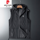 皮爾卡丹（pierre cardin）馬甲男春秋薄款連帽馬夾韓版潮牌個(gè)性修身背心外穿坎肩無(wú)袖外套男 黑色 2XL