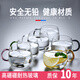 宜鉑加厚耐熱玻璃杯品茗杯荼功夫茶具大容量家用彩色帶把水杯茶杯套裝 大肚杯 6只裝  