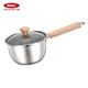 宏利 304不銹鋼奶鍋加厚復底湯鍋家用寶寶輔食鍋嬰兒燉煮粥鍋電磁爐 304不銹鋼木柄奶鍋 18cm