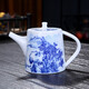 九樓閣景德鎮(zhèn)青花高溫瓷釉中彩小號(hào)泡茶壺手抓壺功夫茶具單壺 山水 安全包裝