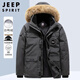 JEEP SPIRIT冬季極寒中長(cháng)款男士羽絨服寬松工裝加肥加大碼毛領(lǐng)加厚保暖外套 灰色【真駱子毛領(lǐng)】 XL 【140-155斤】