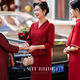 LEDP五一喜婆婆婚宴裝喜服新娘結(jié)婚西式婚禮媽媽旗袍喜媽婚宴禮服春夏 紅色5611 B23 XL 建議體重110-120斤