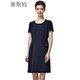 賽斯特女裝新款夏季短袖中長(cháng)款連衣裙 B0558 藏藍色 AM(160/84)