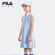 FILA斐樂童裝兒童連衣裙2024秋季新款女中大童運動網球針織裙 晨曦藍-LB 160