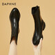 達(dá)芙妮（DAPHNE）短靴女春秋皮單靴品牌瘦瘦靴新款女鞋秋冬靴子冬加絨保暖英倫風(fēng) 黑色 單層 37 (235mm)