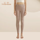 三針舒絨純棉保暖褲女條紋磨毛帶護膝高腰秋冬加厚秋褲內穿棉毛褲防寒 淺粉咖條 厚款雙面磨毛 320g 2XL /135-150斤