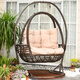 御藤美家（ROYAL RATTAN）戶(hù)外休閑吊籃吊椅陽(yáng)臺網(wǎng)紅搖籃庭院秋千室外休閑編藤雙人搖椅藤椅 連桿菜籃子吊籃(木紋)