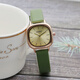手表女學(xué)生簡(jiǎn)約個(gè)性復古橢圓小表盤(pán)女生皮帶表森系小清新文藝石英表 綠色