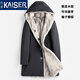 凱撒（KAISER）派克服男士貂皮外套 進(jìn)口銀藍水貂內膽雙面穿中長(cháng)款連帽皮草外套 黑色（銀藍水貂） 2XL 180 適合體重145-160斤