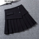 拓澀（TUOSE）時(shí)尚百褶裙女秋冬新款高腰顯瘦短裙黑色a字不規則半身裙 黑色 XL 29