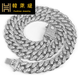韓萊緹（HLT）網(wǎng)紅蹦迪 RAP說(shuō)唱嘻哈潮流不銹鋼鑲鉆古巴鏈頸鏈項鏈 60厘米銀色
