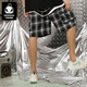 閃電潮牌（GENANX）格子短褲男夏季寬松多口袋國潮風(fēng)松緊帶五分褲男生 黑白格 M