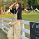 網(wǎng)紅工裝閨蜜背帶褲套裝女學生韓版寬松夏秋2022新款連體闊腿褲潮 奶油杏單件背帶褲 秋季可穿150不要拍 M 建議95-115斤
