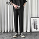 卡度頓褲子男春夏新款潮流垂墜感西褲男韓版純色闊腿休閑直筒寬松西裝褲 黑色 L